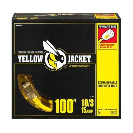 Southwire SJTW Extension Cord, 10 AWG, 10/3, Yellow, 100 ft 2806